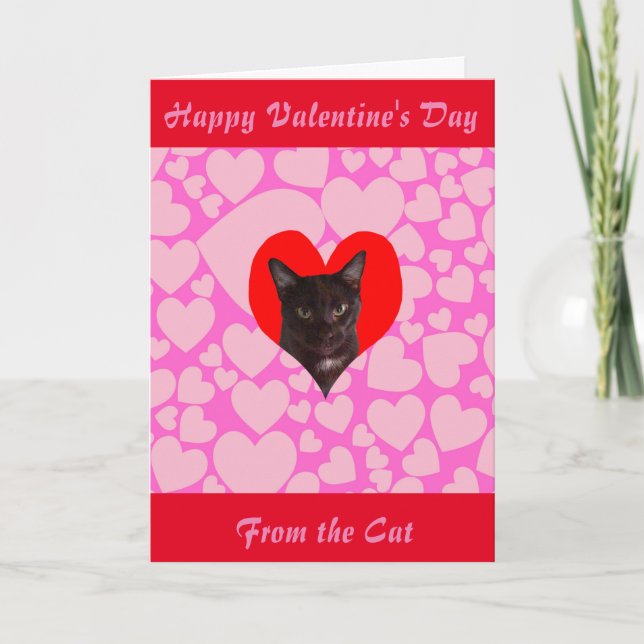 Happy Valentine's Day From The Cat (Black Cat) Holiday Card (Front)