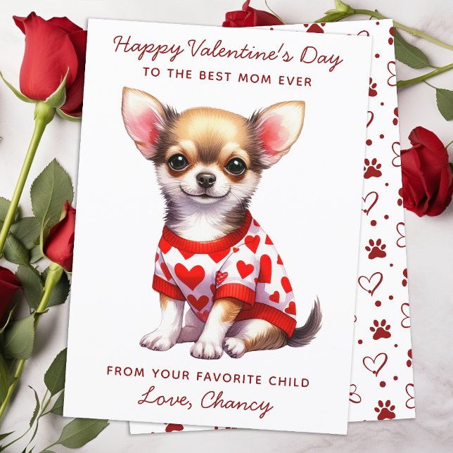 Happy Valentines Day From The Dog Cute Chihuahua Holiday Card (Creator Uploaded)