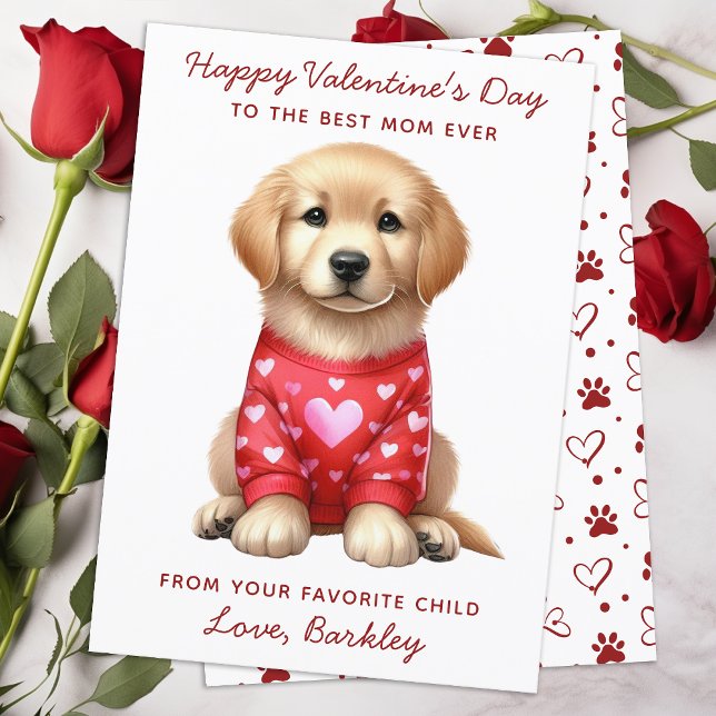 Happy Valentines Day From The Dog Golden Retriever Holiday Card (Creator Uploaded)