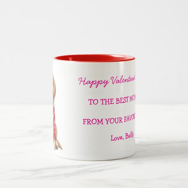 Happy Valentines Day From The Dog Golden Retriever Two-Tone Coffee Mug (Center)