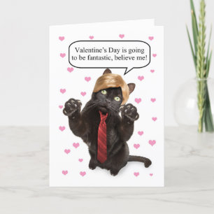Happy Valentine's Day Funny Cat Dressed as Trump Holiday Card