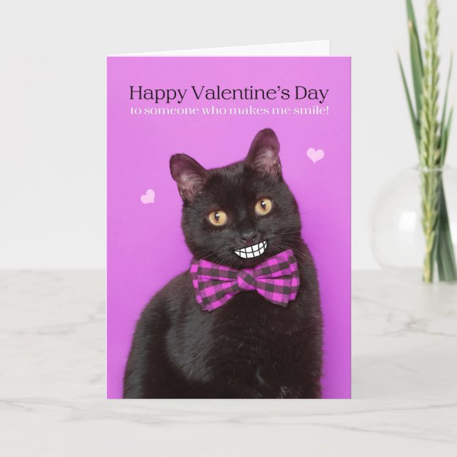 Happy Valentine's Day Funny Cat With Big Smile Holiday Card (Front)