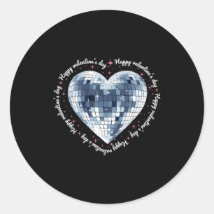 Happy Valentines Day Funny Coquette Diamond Disco Classic Round Sticker