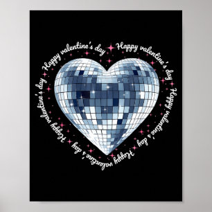 Happy Valentines Day Funny Coquette Diamond Disco  Poster