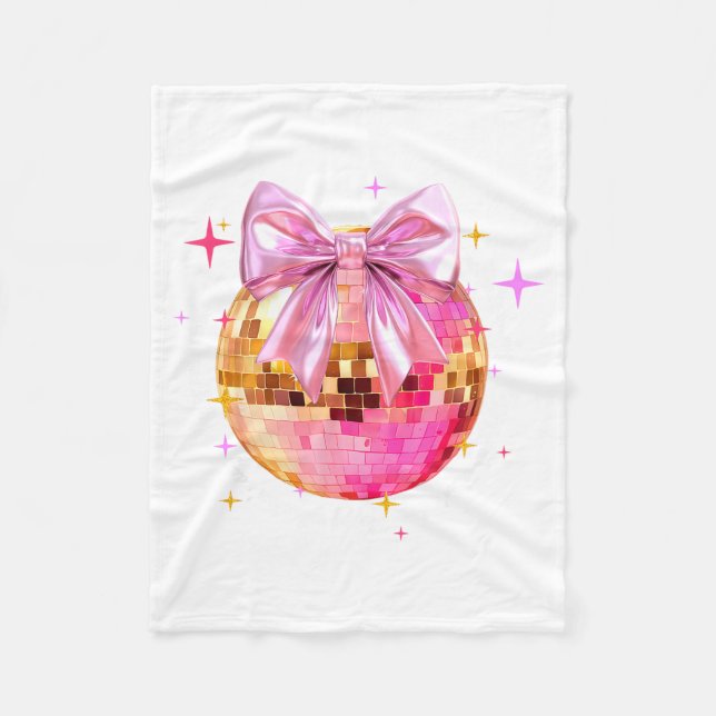 Happy Valentine's Day Funny Coquette Disco Ball Gi Fleece Blanket (Front)