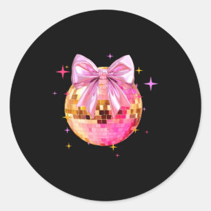 Happy Valentines Day Funny Coquette Disco Ball Gir Classic Round Sticker