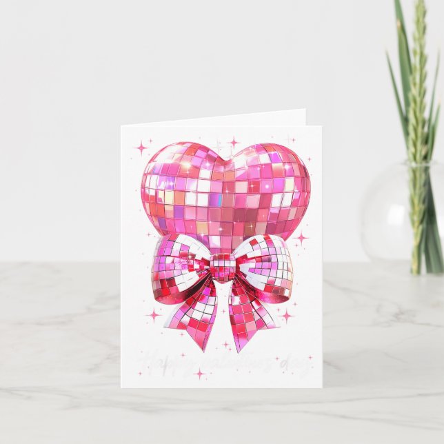 Happy Valentine's Day Funny Coquette Disco Ball He Card (Front)