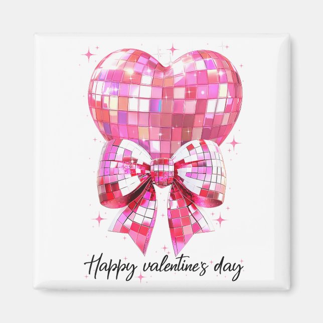 Happy Valentine's Day Funny Coquette Disco Ball He Magnet (Front)