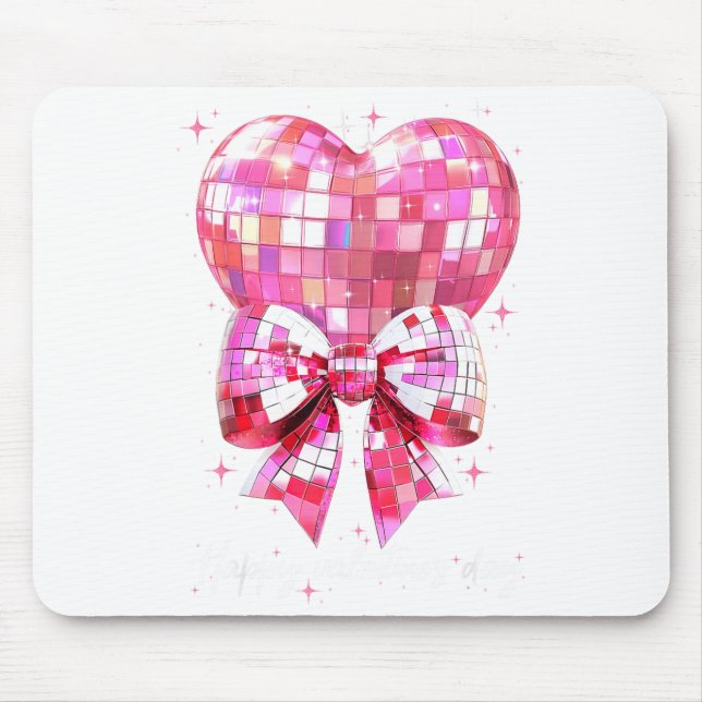 Happy Valentine's Day Funny Coquette Disco Ball He Mouse Pad (Front)