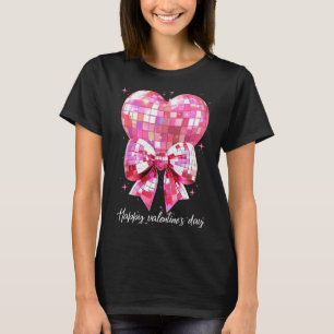 Happy Valentines Day Funny Coquette Disco Ball Hea T-Shirt