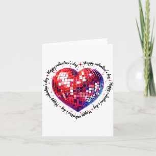 Happy Valentine's Day Funny Coquette Red Disco Bal Card
