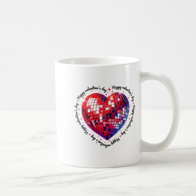Happy Valentine's Day Funny Coquette Red Disco Bal Coffee Mug (Right)