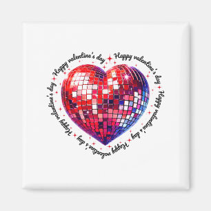 Happy Valentine's Day Funny Coquette Red Disco Bal Magnet