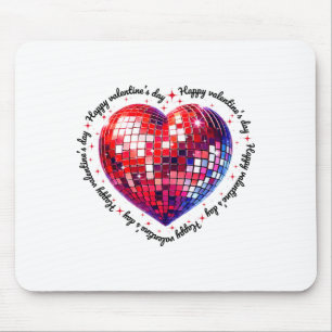 Happy Valentine's Day Funny Coquette Red Disco Bal Mouse Pad