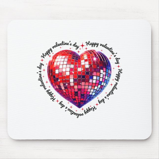 Happy Valentine's Day Funny Coquette Red Disco Bal Mouse Pad (Front)