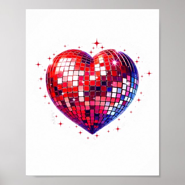 Happy Valentine's Day Funny Coquette Red Disco Bal Poster (Front)