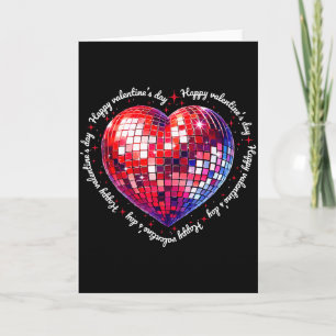 Happy Valentines Day Funny Coquette Red Disco Ball Card