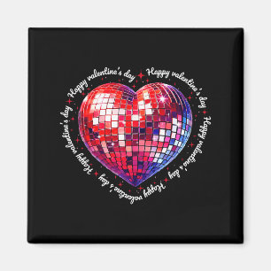 Happy Valentines Day Funny Coquette Red Disco Ball Magnet