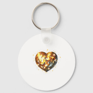 Happy Valentine's Day Funny Gold Coquette Disco Ba Key Ring