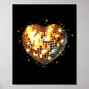 Happy Valentines Day Funny Gold Coquette Disco Bal Poster