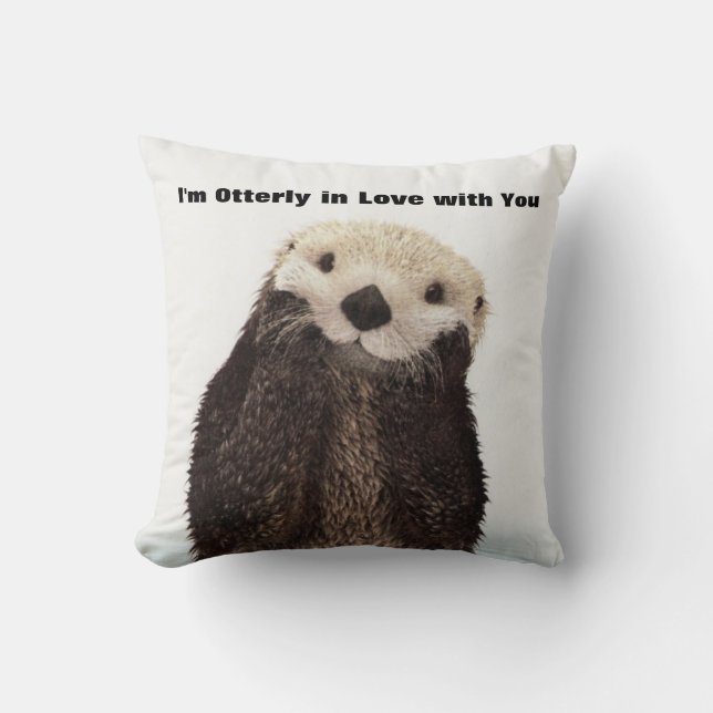 Happy Valentines Day Funny Otter Cushion (Front)