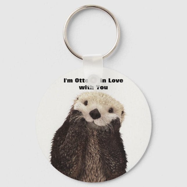 Happy Valentines Day Funny Otter Key Ring (Front)