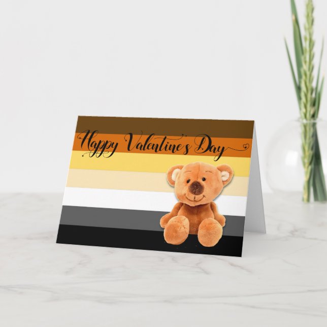 Happy Valentine's Day Gay Bear LGBTQ Card (Front)