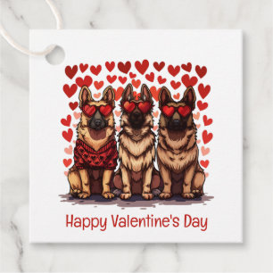 Happy Valentines Day German Shepherd Dogs Favour Tags