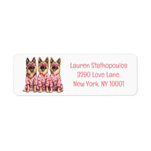 Happy Valentines Day German Shepherd Dogs Return Address Label