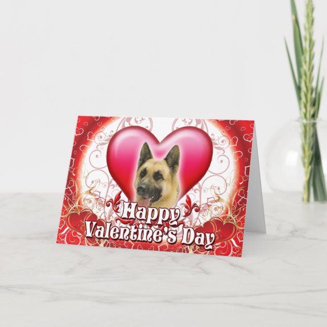 Happy Valentines Day German Shepherd Holiday Card (Front)