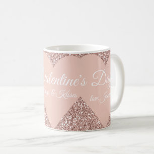 Happy Valentine's Day Gift Pink Glitter Heart Coffee Mug