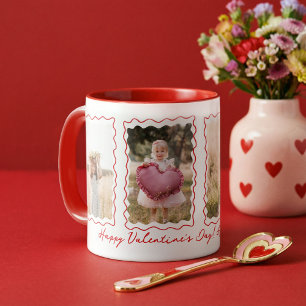 Happy Valentines Day Gift Retro Wavy Photo Collage Mug