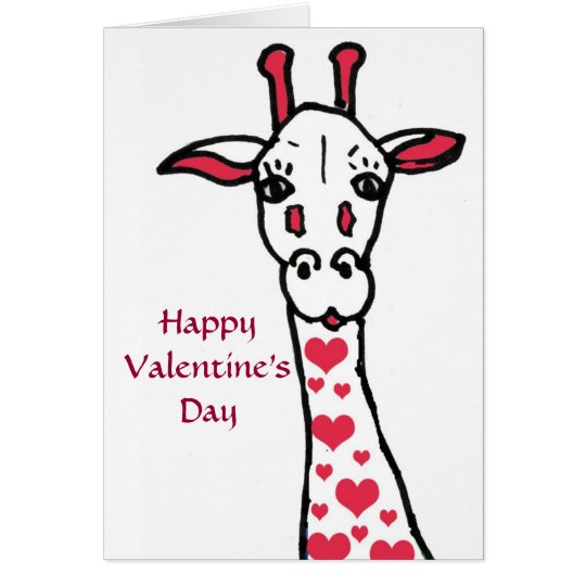 Happy Valentine's Day Giraffe and Hearts Card