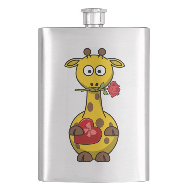 "HAPPY VALENTINE'S DAY" GIRAFFE HIP FLASK (Front)