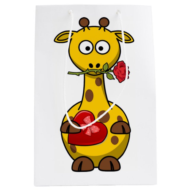"HAPPY VALENTINE'S DAY" GIRAFFE MEDIUM GIFT BAG (Front)
