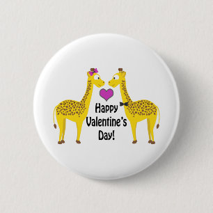 Happy Valentine's Day Giraffes 6 Cm Round Badge