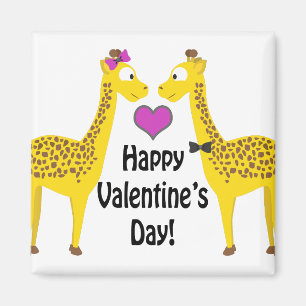 Happy Valentine's Day Giraffes Magnet