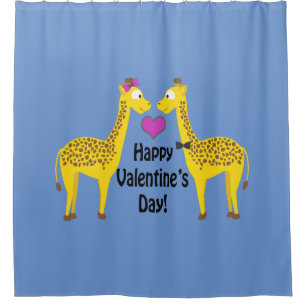 Happy Valentine's Day Giraffes Shower Curtain