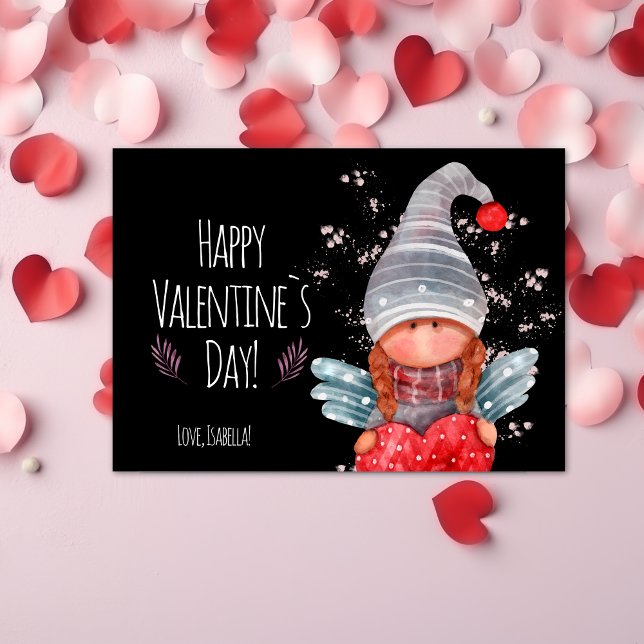 Happy Valentines Day Girly Gnome With Heart Pun Holiday Card (Creator Uploaded)