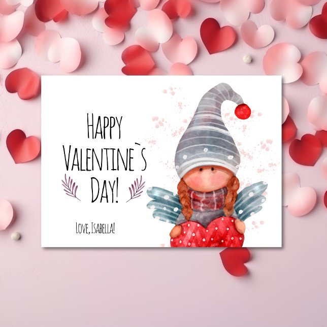 Happy Valentines Day Girly Gnome With Heart Pun Holiday Card (Happy Valentines Day Girly Gnome With Heart Pun Holiday Card)