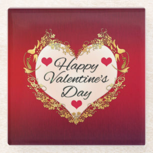Happy Valentine's Day! Glass Coaster