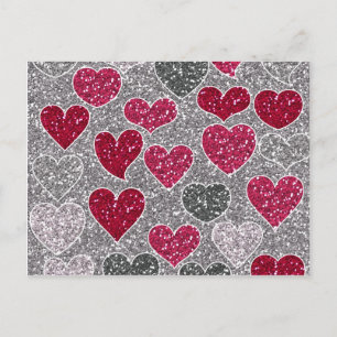 Happy Valentine's Day Glitter Love Bling Hearts Holiday Postcard