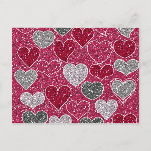 Happy Valentine's Day Glitter Love Bling Hearts Holiday Postcard