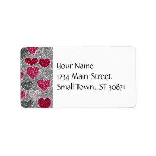 Happy Valentine's Day Glitter Love Bling Hearts Label