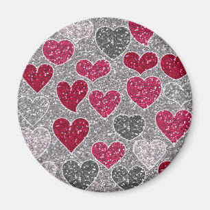 Happy Valentine's Day Glitter Love Bling Hearts Magnet