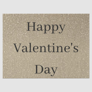 Happy Valentine's Day Glittery Gold Black Custom Tissue Paper