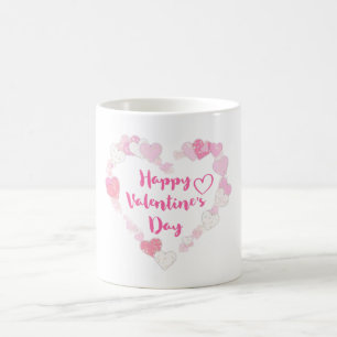 Happy Valentine's Day Glittery Pink Hearts Coffee Mug