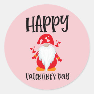 Happy Valentine's Day Gnome Classic Round Sticker