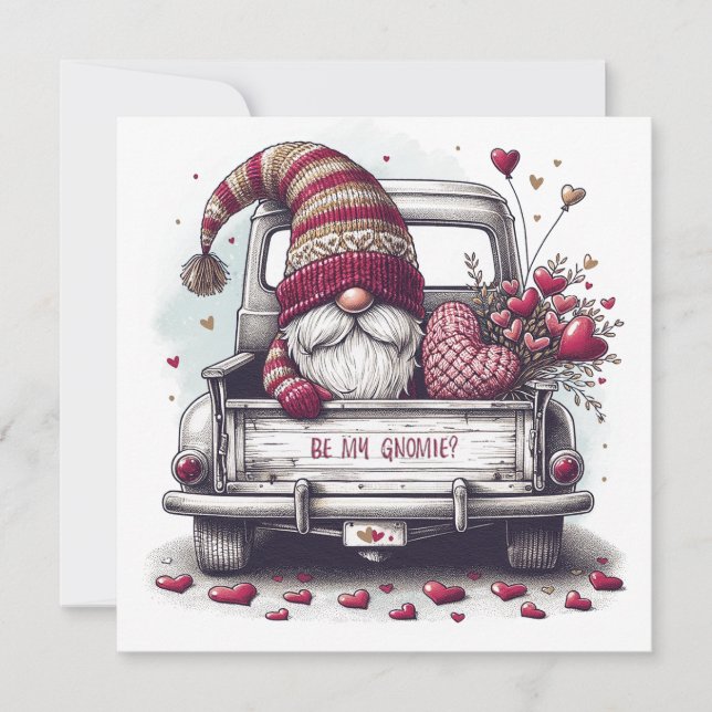 Happy Valentine's Day Gnome Holiday Card (Front)