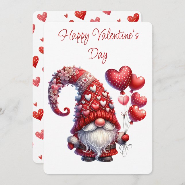 Happy Valentine's Day Gnome  Holiday Card (Front/Back)